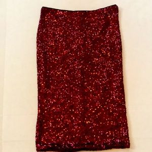 Topshop Holiday Red Sequin Mini Skirt